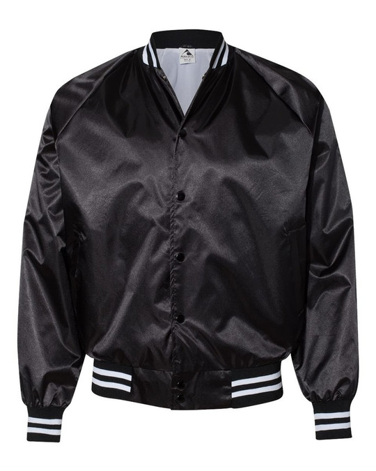Augusta Sportswear 3610 - Chaqueta de béisbol unisex de satén con ribete a rayas