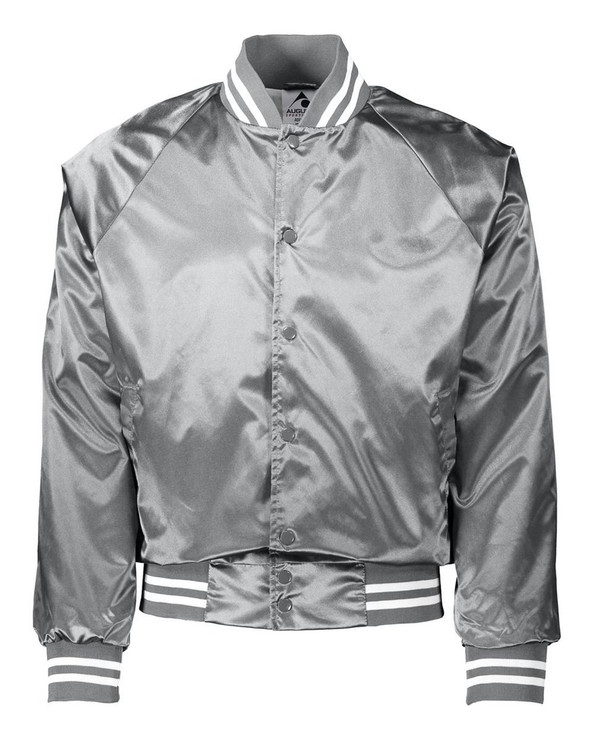 Augusta Sportswear 3610 - Chaqueta de béisbol unisex de satén con ribete a rayas
