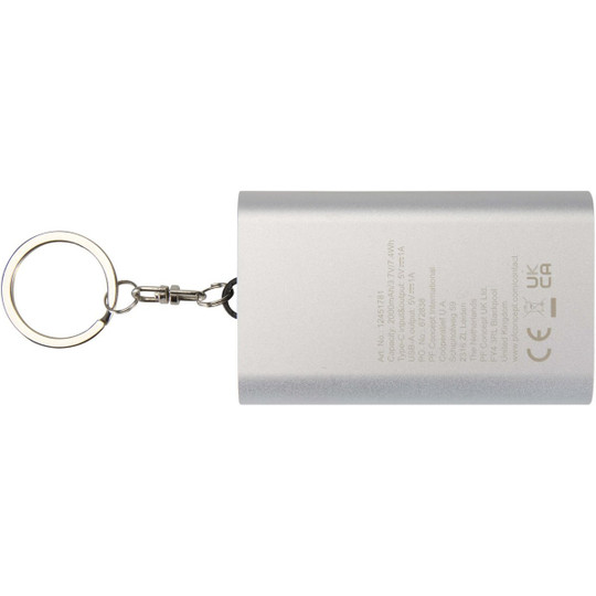 Arcturus 2000 mAh Powerbank aus recyceltem Aluminium mit Schlüsselanhänger - EgotierPro 124517