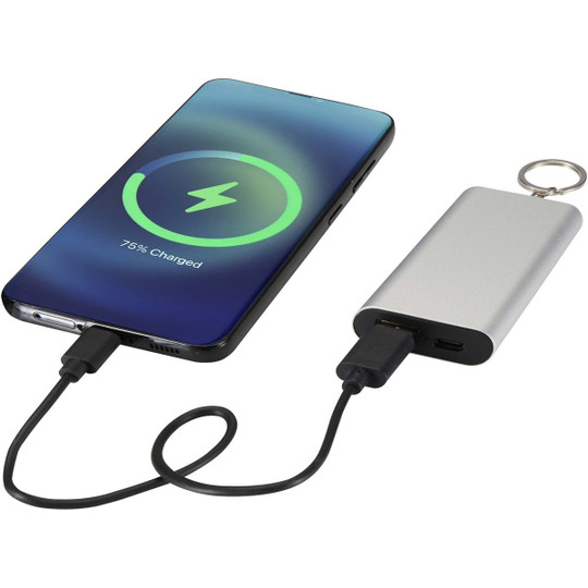 Arcturus 2000 mAh Powerbank aus recyceltem Aluminium mit Schlüsselanhänger - EgotierPro 124517