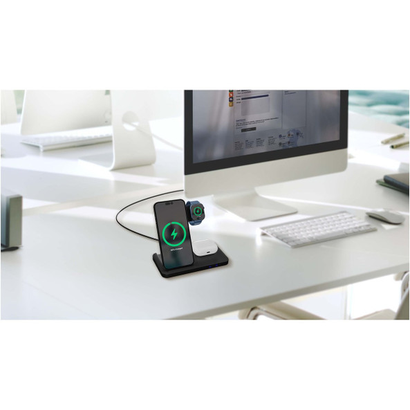 SCX.design 2PX135 - W28 base de chargement sans fil 3-en-1 avec support pour téléphone