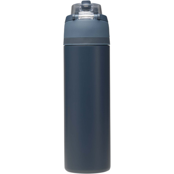 Láhev na vodu Theron 800 ml z recyklované nerezové oceli s jednoduchou stěnou, vybavená víčkem s dvojí funkcí a sklopnou brčk - EgotierPro 100951