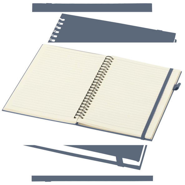 JournalBooks 107302 - Liss A5 anteckningsbok med hårt omslag av återvunnen plast och spiralrygg