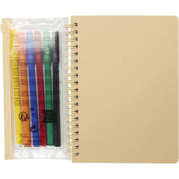 Squiggle B6 hard cover notebook and markers set - EgotierPro 107330
