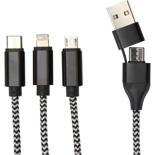 Alphecca recycled aluminium and RPET 5-in-1 charging cable - EgotierPro 124492