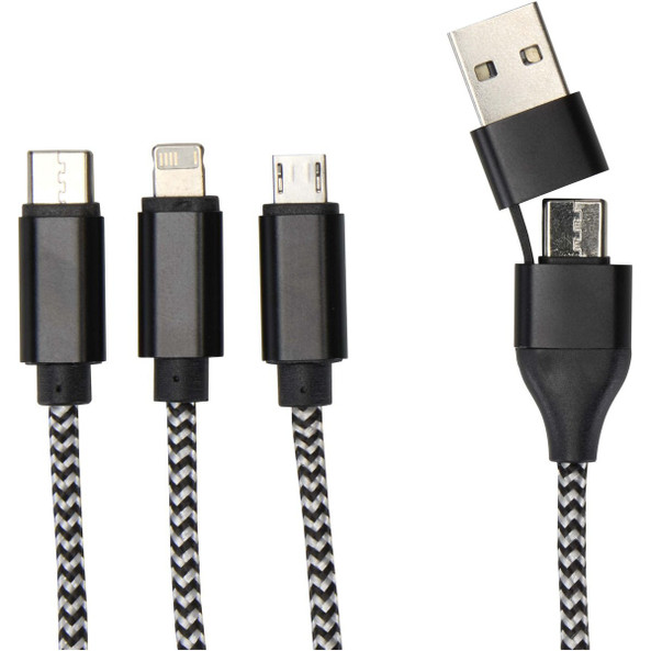 Alphecca recycled aluminium and RPET 5-in-1 charging cable - EgotierPro 124492