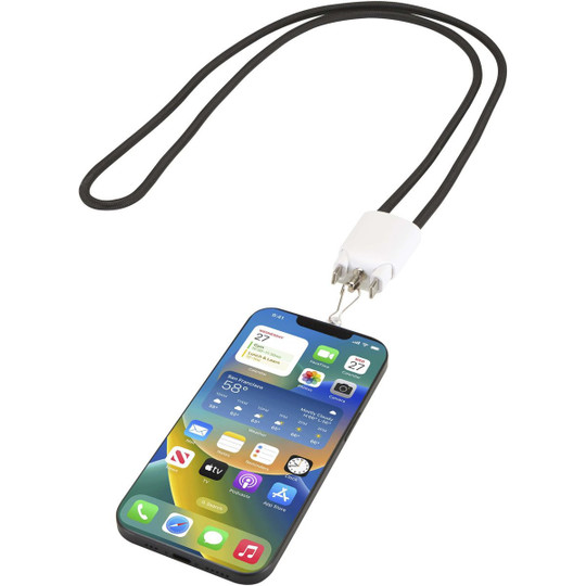 Ion 65W 5-in-1 recycled plastic lanyard charging cable - EgotierPro 124523
