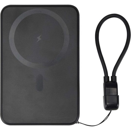 SMART 5000 mAh recycled plastic magnetic power bank with lanyard - EgotierPro 124529