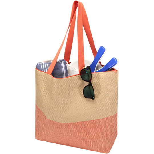 Rhythm straw paper large zipped tote bag 21L - EgotierPro 130156