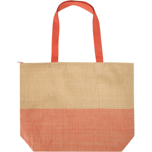 Rhythm straw paper large zipped tote bag 21L - EgotierPro 130156