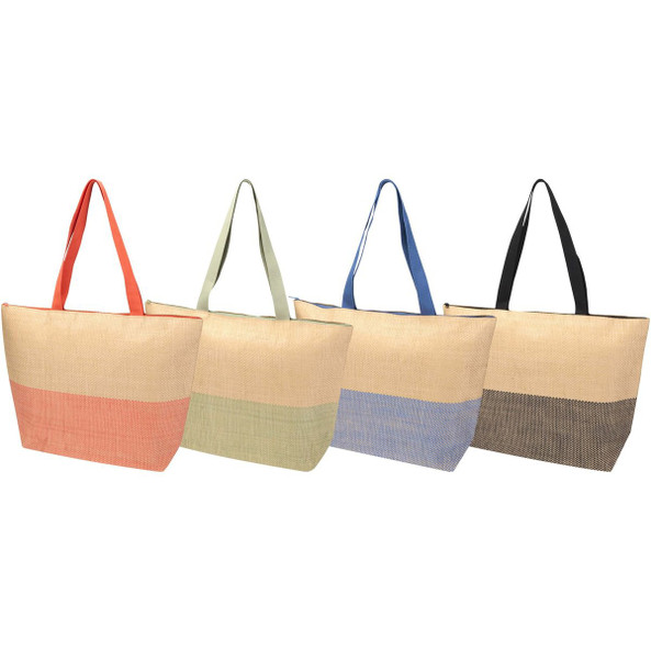 Rhythm straw paper large zipped tote bag 21L - EgotierPro 130156