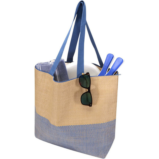 Rhythm straw paper large zipped tote bag 21L - EgotierPro 130156