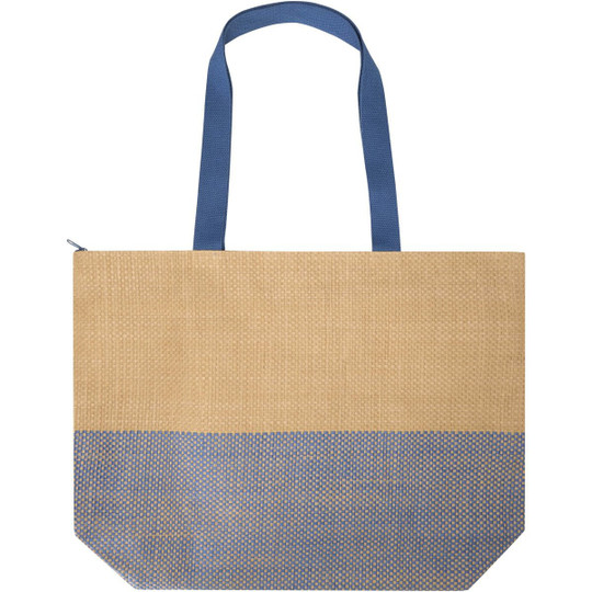 Rhythm straw paper large zipped tote bag 21L - EgotierPro 130156