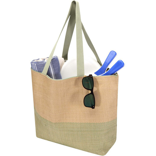 Rhythm straw paper large zipped tote bag 21L - EgotierPro 130156