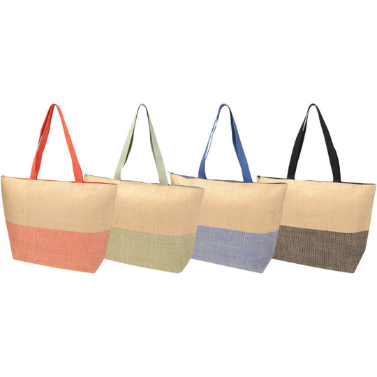 Rhythm straw paper large zipped tote bag 21L - EgotierPro 130156