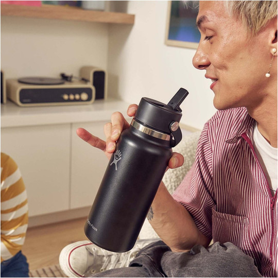 Hydro Flask 100992 - Wide Mouth 946ml isolerad vattenflaska i rostfritt stål med lock med sugrör
