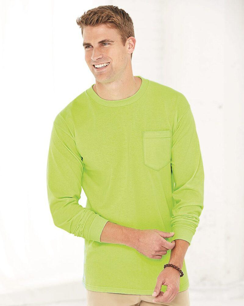 Bayside 3055 - Union-Made Long Sleeve T-Shirt with a Pocket