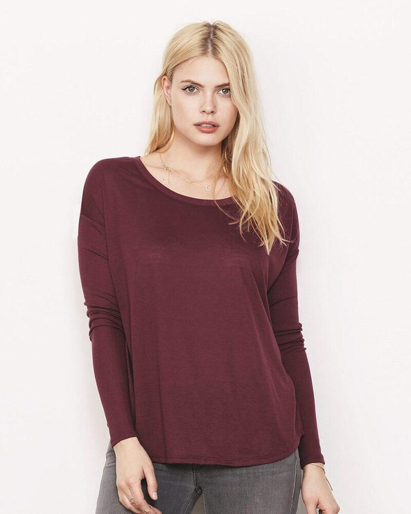 Bella+Canvas 8852 - Ladies' Flowy Long Sleeve T-Shirt With 2x1 Rib Sleeves