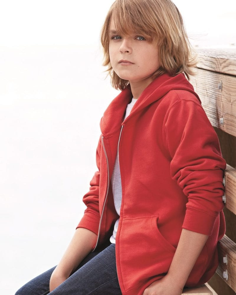 Independent Trading Co. SS4001YZ - Sudadera con capucha y cremallera completa de peso medio para jóvenes