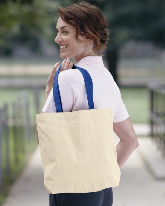 Liberty Bags 8868 - Bolsa de 11 onzas de color natural con asas contrastantes