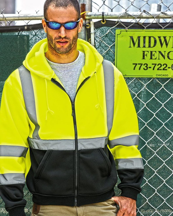 ML Kishigo JS102-103 - Hi-Vis Hooded Full-Zip Sweatshirt
