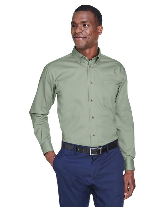 Harriton M500 - Chemise en sergé à manches longues Easy Blend avec traitement anti-taches