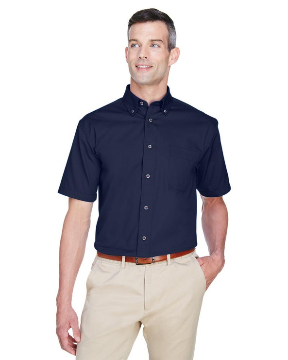 Harriton M500S - Men's Easy Blend Short-Sleeve Twill Shirt with Stain-Release