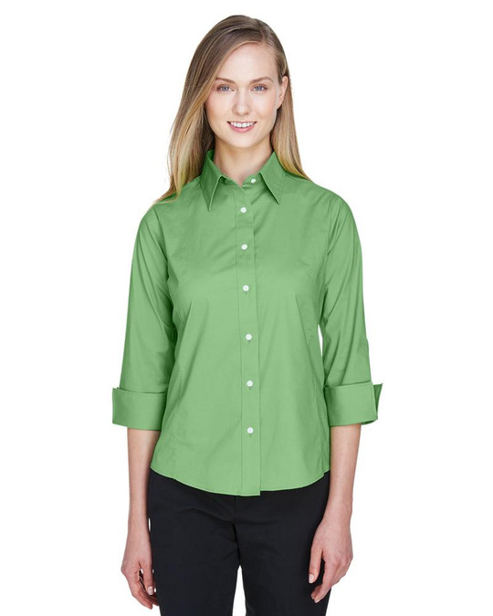 Devon & Jones DP625W - Blusa de Popelina Elástica de Manga Tres Cuartos para Dama
