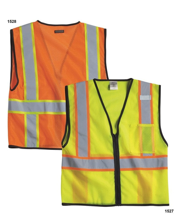 ML Kishigo 1527-1528 - Economy Vest with Contrast Zipper Front