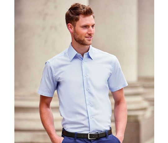 RUSSELL COLLECTION JZ923 - MEN'S SHORT SLEEVE TAILORED OXFORD SHIRT