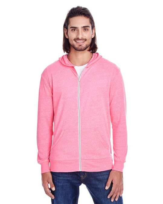 Threadfast 302Z - Sudadera con capucha ligera de cremallera completa triblend unisex