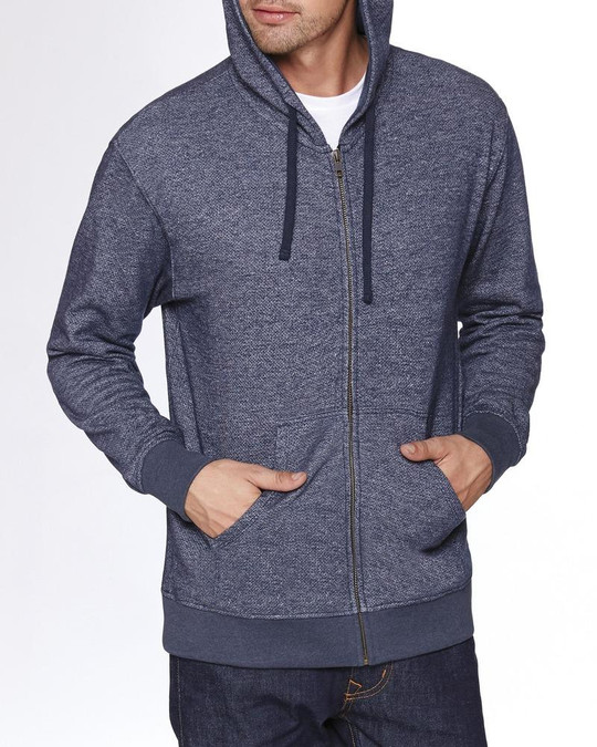 Next Level 9600 - Sudadera con capucha y cremallera vaquera para adulto