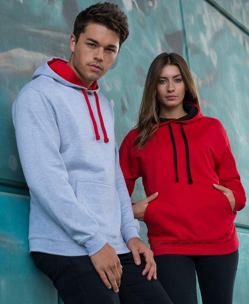 AWDIS JUST HOODS JHA003 - Sudadera con capucha en contraste estilo universitario para adulto  JUST HOODS