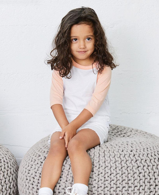 Bella+Canvas B3200T - Camiseta de béisbol 3/4 para niños pequeños