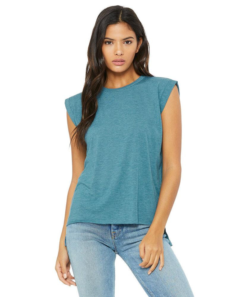 BELLA+CANVAS B8804 - Women's Flowy Muscle Tee with Rolled Cuff