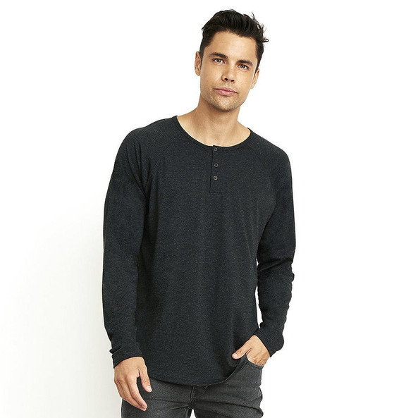 Next Level NL6072 - Camiseta Henley de manga larga para hombre en tejido tri-blend