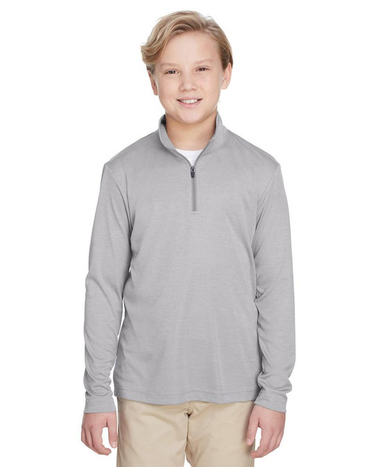 Team 365 TT31HY - Quart de zip performant Sonic Heather pour jeunes