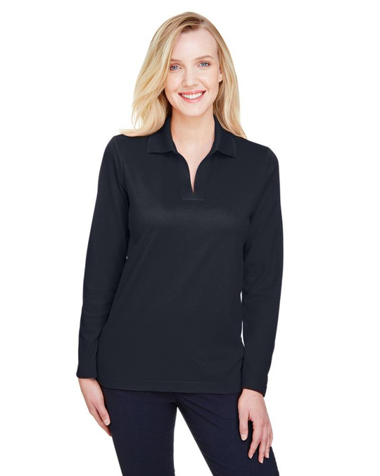 Devon & Jones DG20LW - Polo à manches longues pour dames CrownLux Performance Plaited