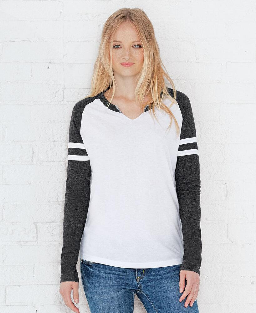 LAT Apparel LA3534 - Camiseta de manga larga LAT Vintage Fine Jersey Gameday Mash-Up para mujer