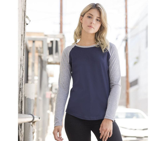 SF Women SK271 - SF Women long sleeve baseball tee-shirt