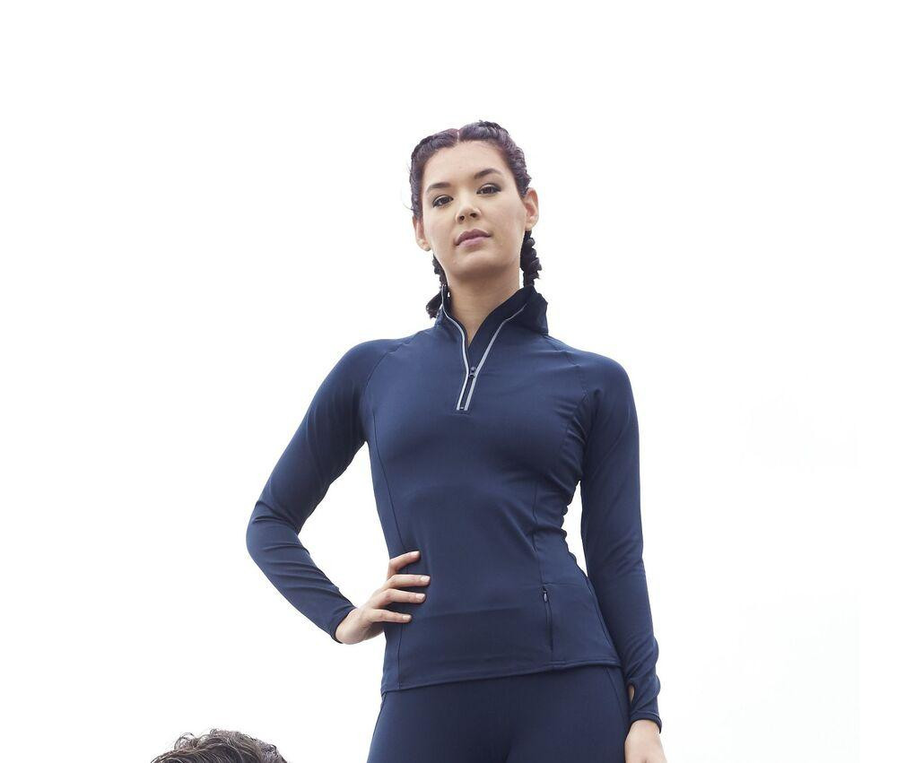 Just Cool JC035 - T-shirt sportiva da donna con colletto con zip