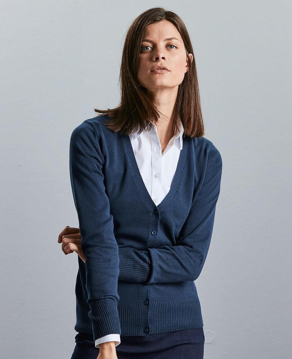 Russell Collection R715F - Knitted V-Neck Cardigan Ladies