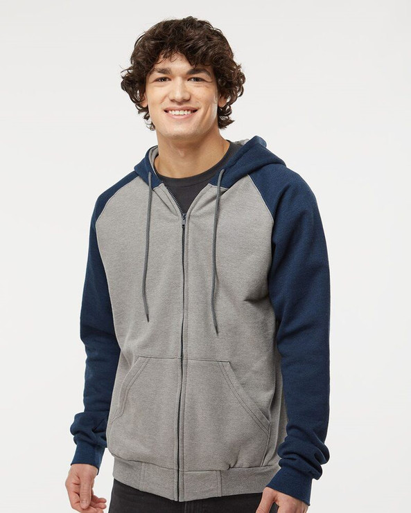 King Fashion KF4048 - Fleece Raglan Hooded Full-Zip Sweatshirt
