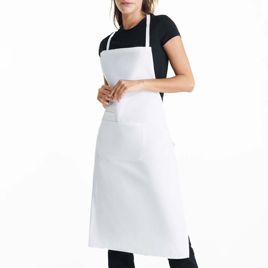 EgotierPro DE9129 - DUCASSE Tablier long avec double poche frontale et bretelles assorties