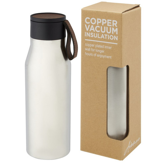 PF Concept 100668 - Bouteille Ljungan de 500 ml en acier inoxydable avec isolation par le vide et couche de cuivre, avec dragonne et couvercle en