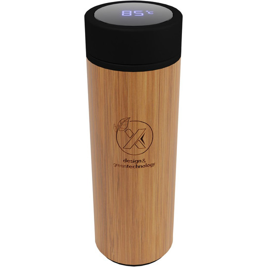 SCX.design 2PX056 - D11 500 ml Smart Flasche aus Bambus mit Leuchtlogo