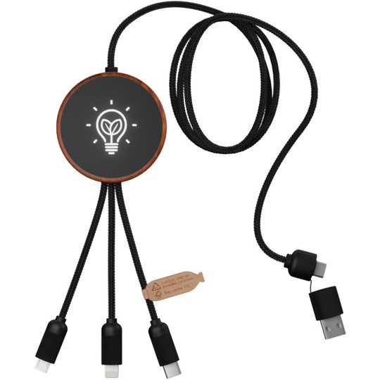 SCX.design 2PX073 - C40 5-in-1 rPET light-up logo charging cable and 10W charging pad