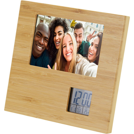 PF Concept 104560 - Sasa Bambus Fotorahmen Tischuhr mit Thermometer