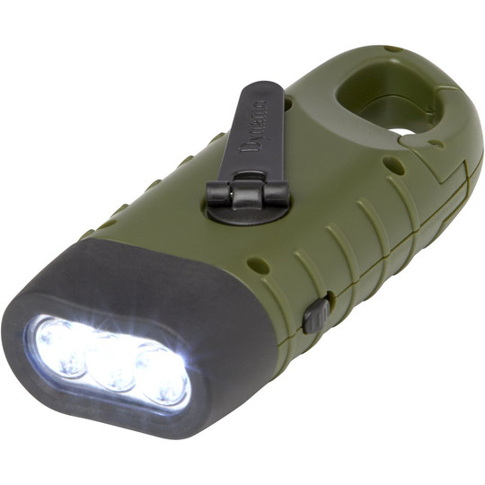 STAC 104575 - Lampe de poche dynamo solaire Helios en plastique recyclé avec mousqueton