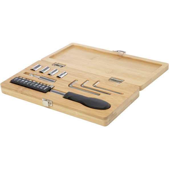STAC 104578 - Rivet 19-delige gereedschapsset van bamboe/gerecycled plastic